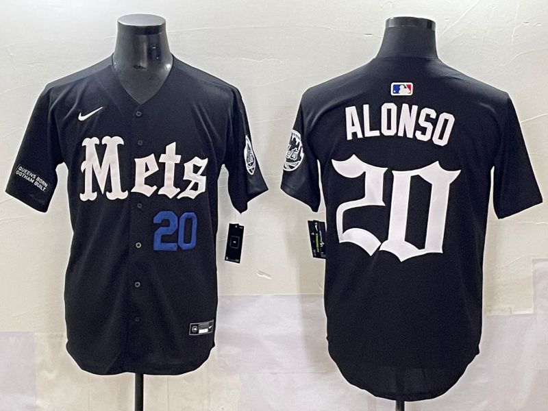 Men 2025 New York Mets #20 Alonso Black Five generations Joint Name Nike MLB Jersey style 5